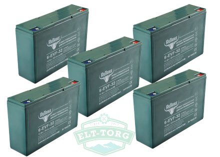 Комплект тяговых гелевых аккумуляторов RuTrike 6-EVF-32 (60V32A/H C3) Комплект тяговых гелевых аккумуляторов RuTrike 6-EVF-32 (60V32A/H C3)
