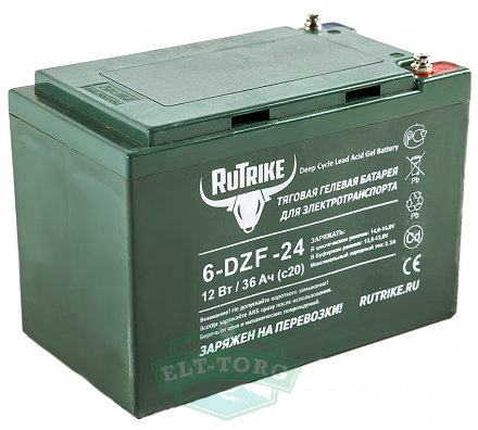 Тяговый гелевый аккумулятор RuTrike 6-DZF-24 (12V24A/H C2) Тяговый гелевый аккумулятор RuTrike 6-DZF-24 (12V24A/H C2)