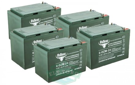 Комплект тяговых гелевых аккумуляторов RuTrike 6-DZM-24 (60V24A/H C2) Комплект тяговых гелевых аккумуляторов RuTrike 6-DZM-24 (60V24A/H C2)