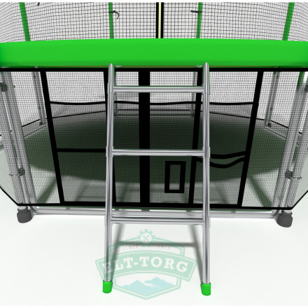 Батут i-JUMP BASKET 12ft 3,66м с нижней сетью и лестницей (green)