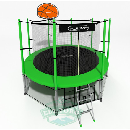Батут i-JUMP BASKET 14ft 4,27м с нижней сетью и лестницей (green) Батут i-JUMP BASKET 14ft 4,27м с нижней сетью и лестницей (green)
