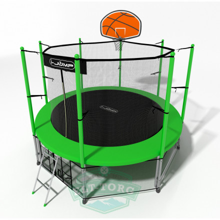 Батут i-JUMP BASKET 14ft 4,27м с нижней сетью и лестницей (green) Батут i-JUMP BASKET 14ft 4,27м с нижней сетью и лестницей (green)