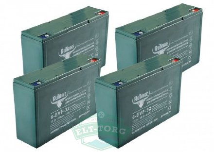 Комплект тяговых гелевых аккумуляторов RuTrike 6-EVF-32 (48V32A/H C3) Комплект тяговых гелевых аккумуляторов RuTrike 6-EVF-32 (48V32A/H C3)