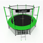 Батут i-JUMP CLASSIC 16ft 4,88м с нижней сетью и лестницей (green)