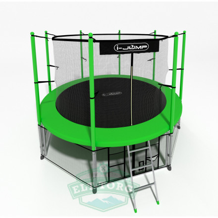 Батут i-JUMP CLASSIC 16ft 4,88м с нижней сетью и лестницей (green)