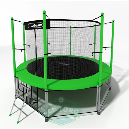 Батут i-JUMP CLASSIC 16ft 4,88м с нижней сетью и лестницей (green)