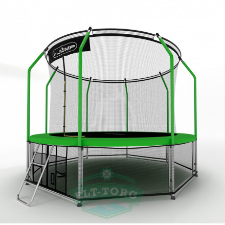 Батут i-JUMP Elegant 10ft 3,06м с нижней сетью и лестницей (green)