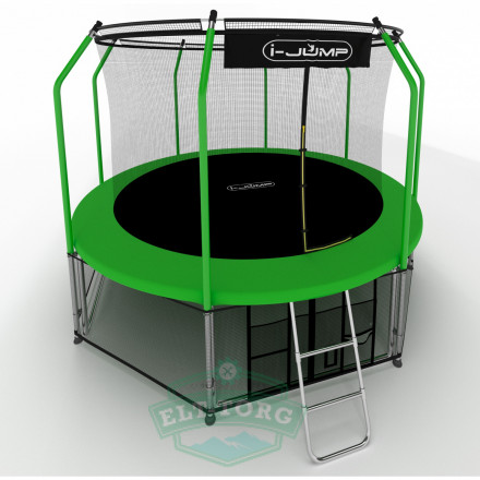 Батут i-JUMP Elegant 14ft 4,27м с нижней сетью и лестницей (green)